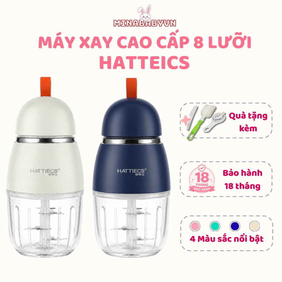 Máy Xay Ăn Dặm HATTIECS 8 lưỡi xay nhuyễn thực phẩm cho bé ăn dặm dung tích 0,3L