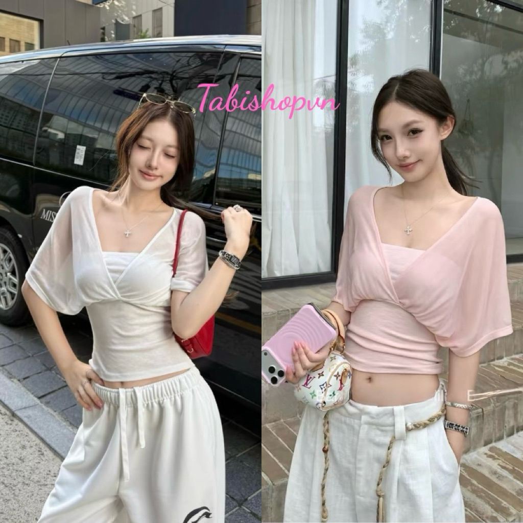Áo kiểu nữ cổ tim tay cánh dơi TABISHOP Áo thun body nữ thiết kế lạ mắt sang chảnh(374)