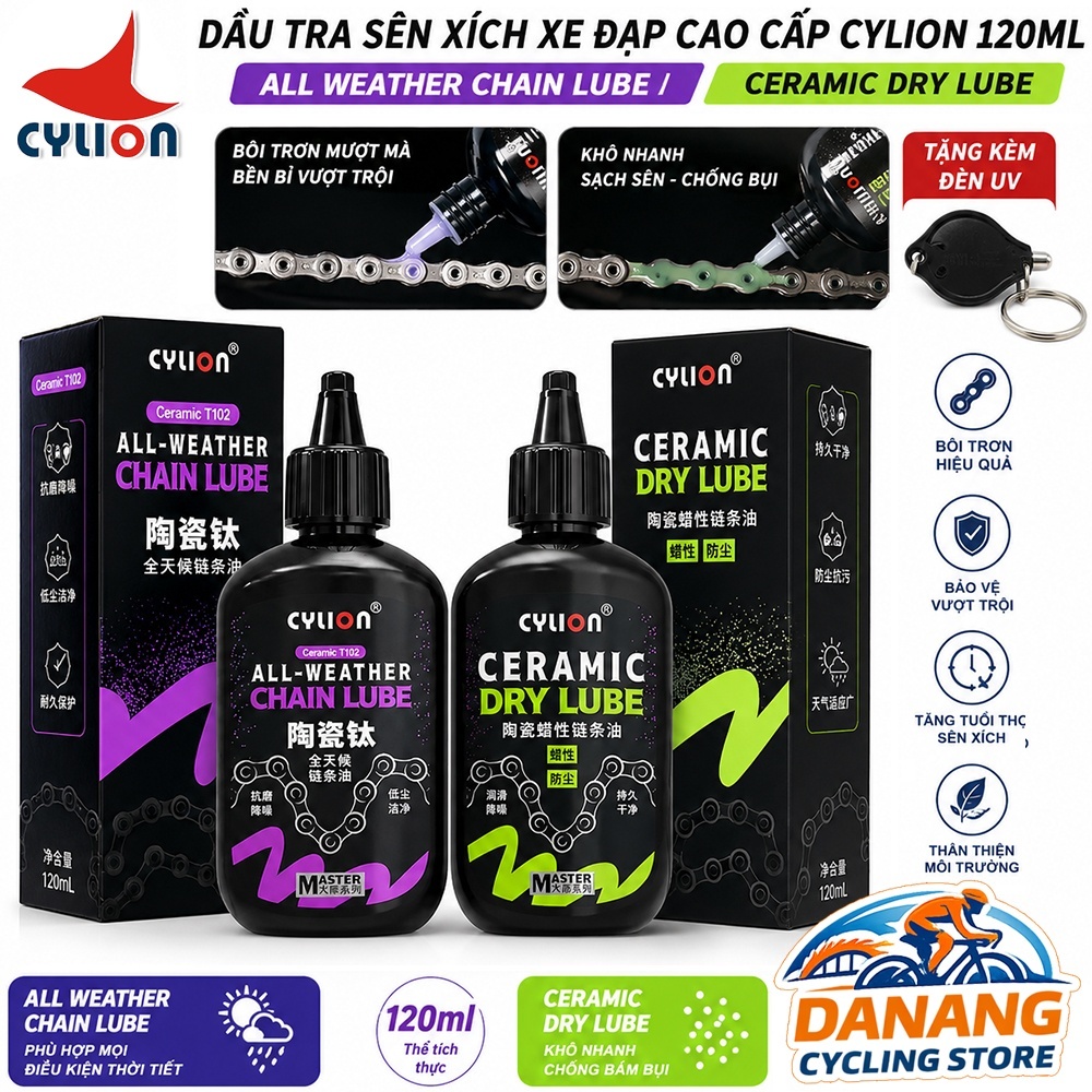 Dầu Tra Xích Xe Đạp CYLION 120ml – All Weather Chain Lube / Ceramic Dry Lube – Bôi Trơn Sên Xích Cao Cấp
