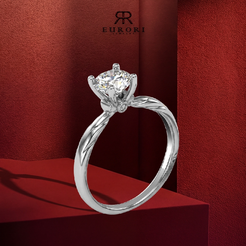 EURORI -Nhẫn bạc nữ  Moissanite 6ly cao cấp lấp lánh. nhẫn bạc giành cho nữ kim cương Moissanite cao