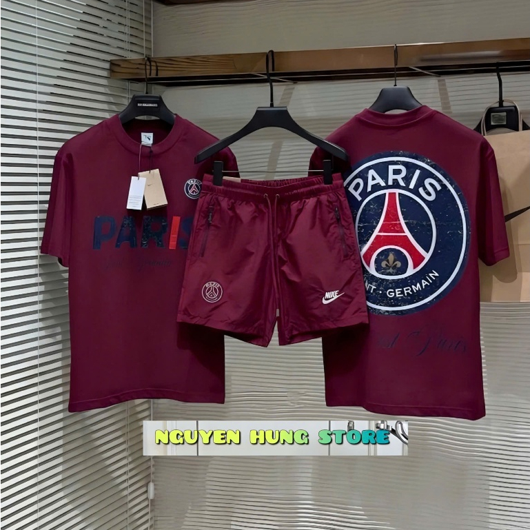 Bộ cộc hè nam PARIS mẫu mới siêu hot-Bộ quần áo nam nữ PARIS GERMAIN hàng siêu cấp qccc