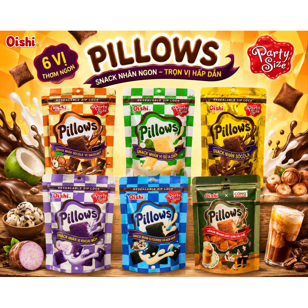 Combo 6 Vị Snack Pillows