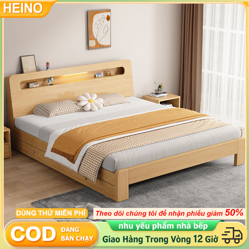 HEINO Giường Ngủ Gỗ 2m Thông Tự Nhiên Bền đẹp Không Bị Mối Mọt Thân Chịu Lực Cao Tận Thiết Kế Dễ Lắp