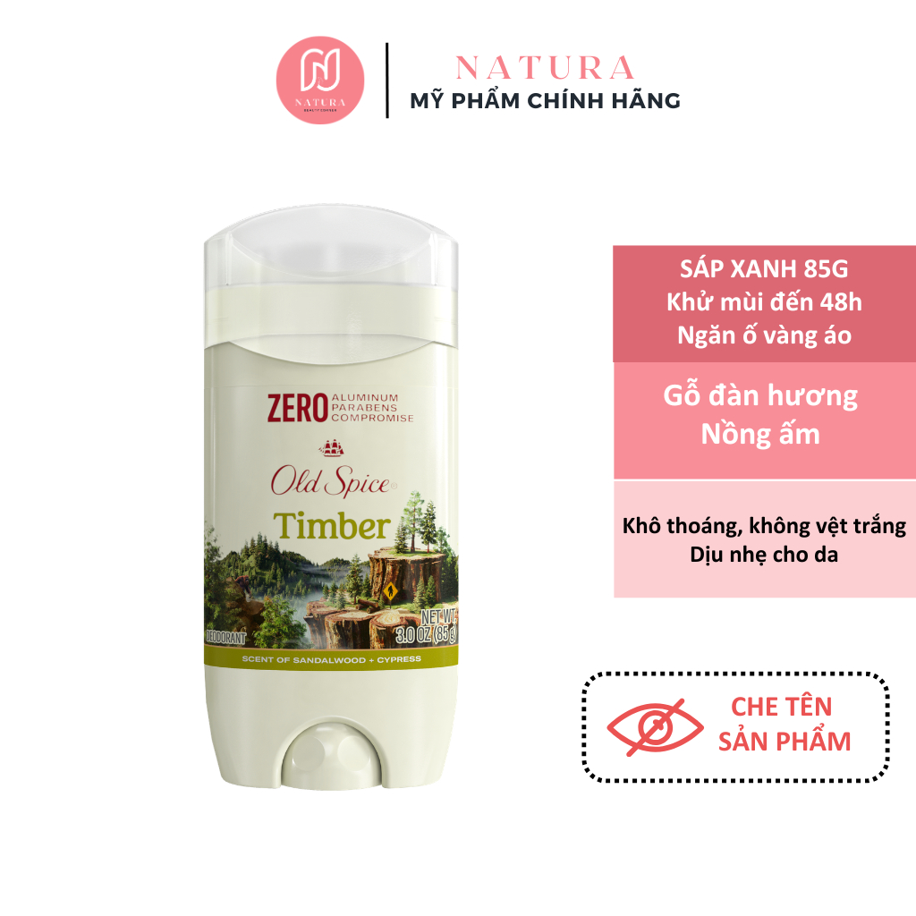 [Nhập khẩu Mỹ- tem phụ] Sáp Khử Mùi Old Spice Hương Timber 85g Men's Deodorant Aluminum-Free