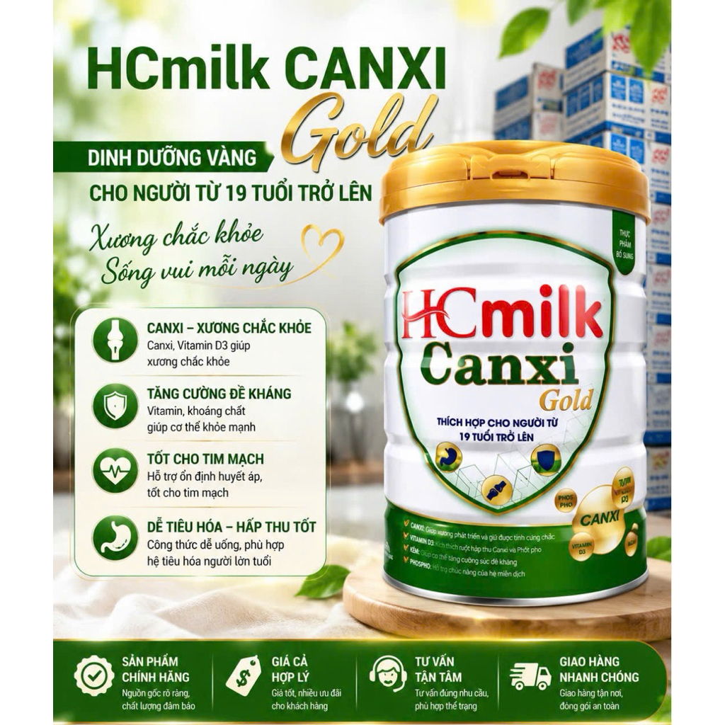 Sữa bột  HC milk canxi 900g - bổ sung canxi giúp phòng ngừa loãng xương
