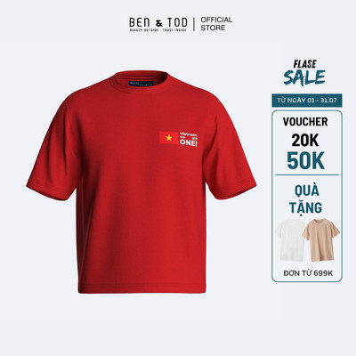 [Sale] Áo thun nam tay ngắn OB1210 BE578 chất cotton cờ đỏ sao vàng đứng form thoáng khí form rộng Overisze