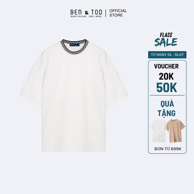 [Sale] Áo thun nam Ben & Tod OB1210 BE536 chất liệu cotton hoạ tiết phổi đứng form Oversize Boxy