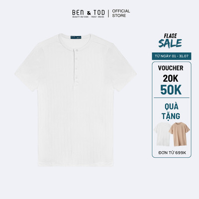 [Sale] Áo thun nam henley tay ngắn Ben & Tod CS1210 BE197 chất cotton thoáng khí Form Casual Fit