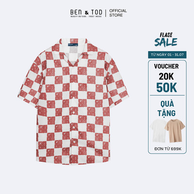 [Sale] Áo sơ mi nam tay ngắn R1613 BE557 cotton hoạ tiết trẻ trung nam tính đứng form cao cấp thời trang form Regular