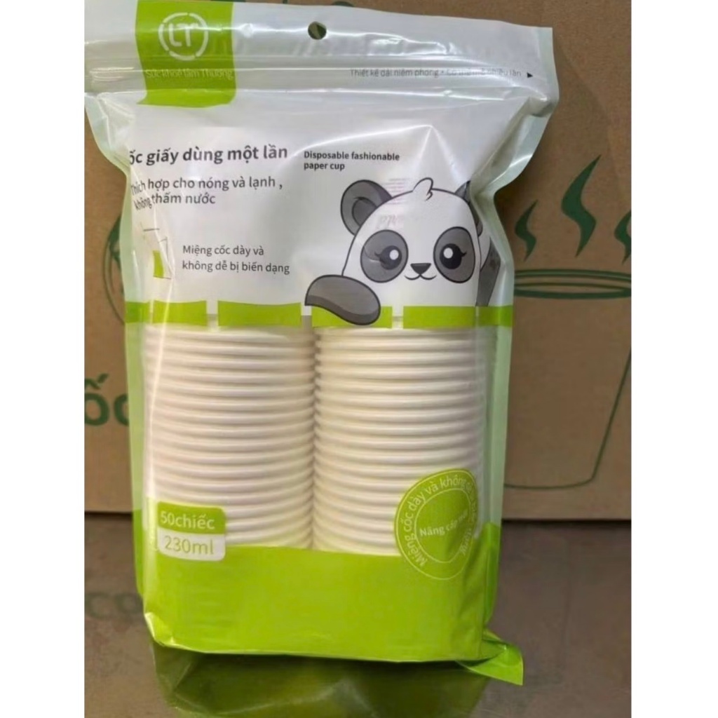 cốc giấy gấu trúc nhập khẩu dùng 1 lần mới nhất- THANH TU SHOP24