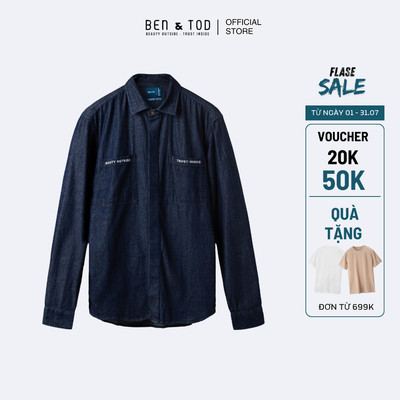 [Sale] Áo sơ mi nam dài tay Ben & Tod R1622 BC193 denim dày dặn đứng form cao cấp nam tính hoạ tiết form Regular