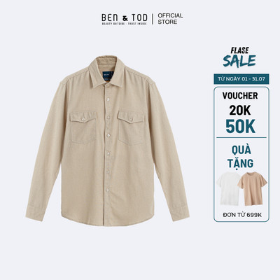 [Sale] Áo sơ mi nam dài tay Ben & Tod R1622 BD128 linnen thoáng mát ít nhăn nam tính Regular