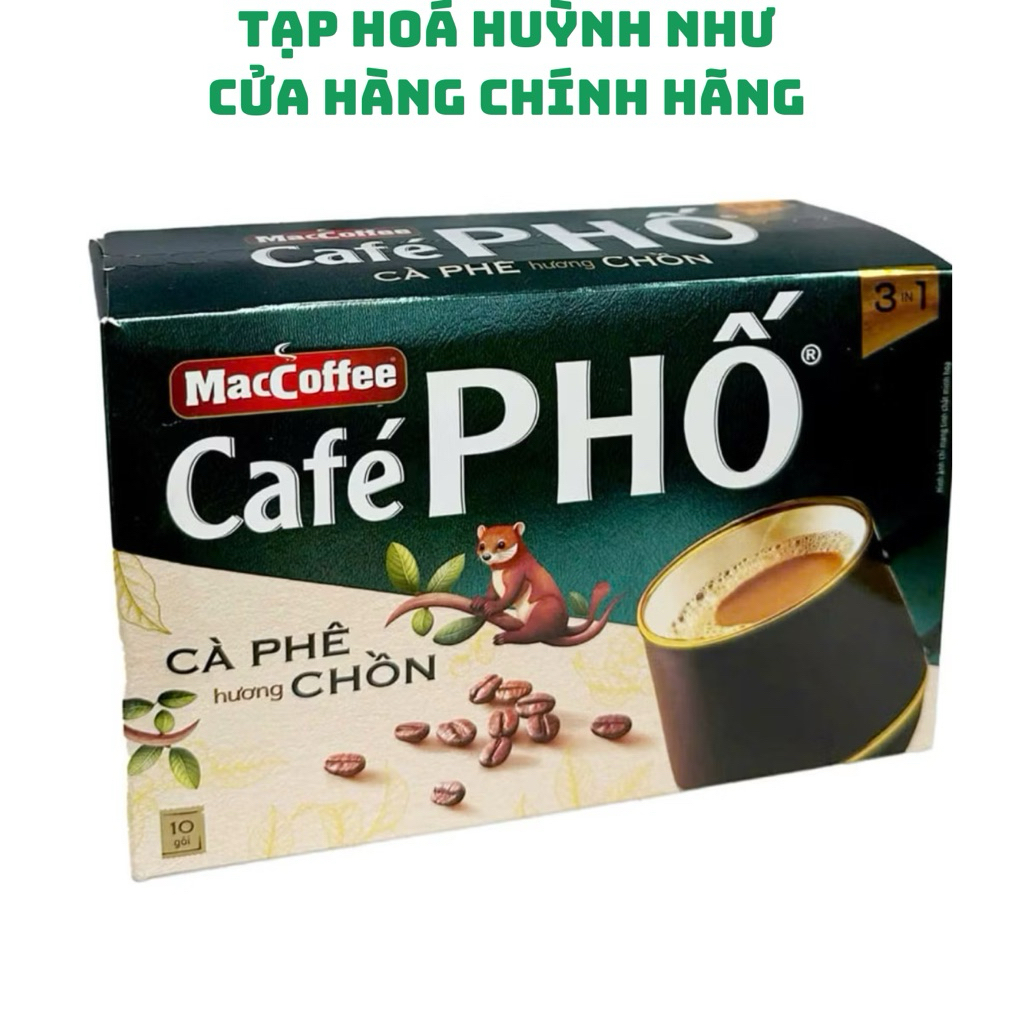[CHÍNH HÃNG]cà phê maccoffee cafe 3in 1 hương chồn 160g<không tặng ly>