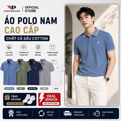 Áo thun cổ bẻ nam SPMAHT08 cổ phối bo cao cấp, dày dặn, co giãn - PigoFashion