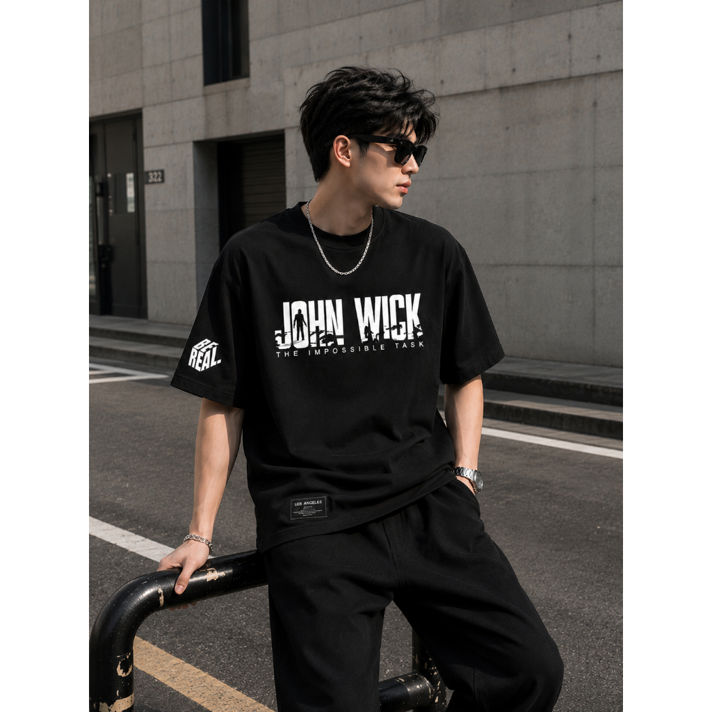 Áo Thun Oversize John Wick Màu Đen Form Rộng Unisex Cotton 100% In Chữ Streetwear Local Brand Nam Nữ