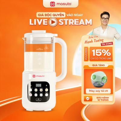 Máy Làm Sữa Hạt AI Masuto 1,6L MsLoveSmart | Trợ Lý Giọng Nói Tiếng Việt. Dung Tích Lớn, Cối Thủy Tinh Cường Lực Cao Cấp