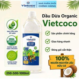 Dầu dừa tinh khiết mỹ phẫm Vietcoco – keo thủy tinh 200ml / Chai pet 250ml - 1 LIT