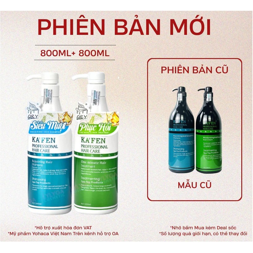 🎁 HÀNG CHÍNH HÃNG ✨ Cặp Gội Xả KAFEN Tròn 800ml 💜 Mềm Mượt 🌿 Mua 1 Cặp Tặng 1 Sữa Tắm
