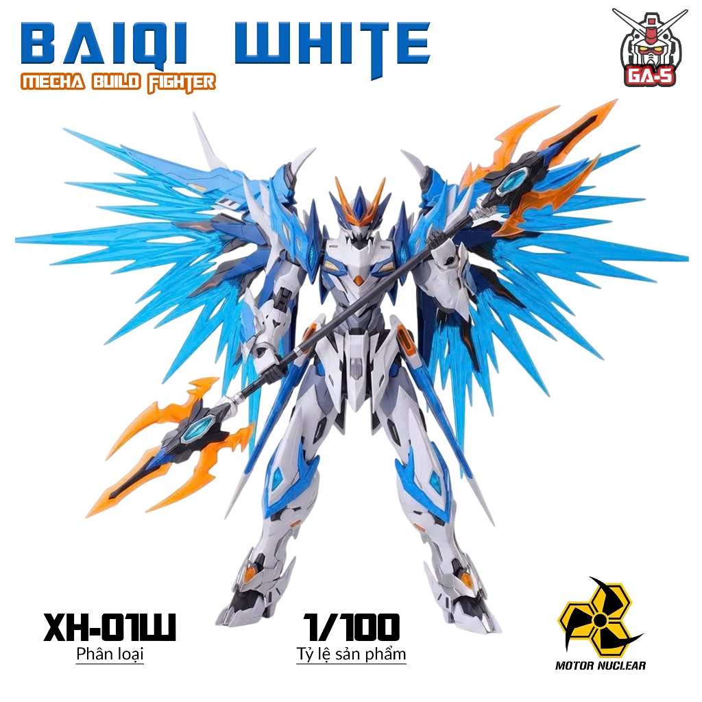 Mô hình Motor Nuclear Bạch Khởi trắng, 1/100 XH-01W Baiqi White, Đồ chơi lắp ráp nhựa