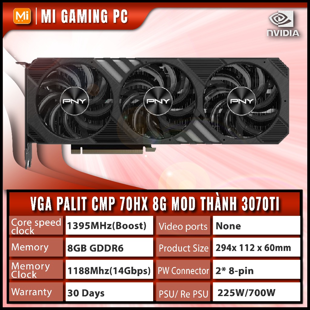 Card màn hình Palit CMP 70hx Mod thành RTX3070 Ti 8G GDDR6 chạy Linux cực ngon