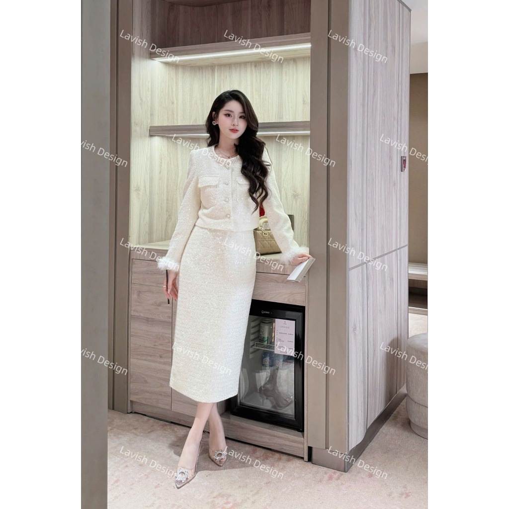 Set Dạ Tay Lông Kim Sa Công Sở Thanh Lịch, Thoải Mái, Chất Liệu Cao Cấp, Phù Hợp Trong Mọi Dịp Lavis