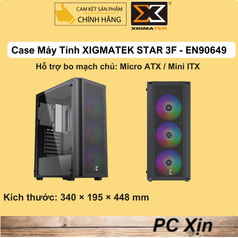 Case Máy Tính XIGMATEK STAR 3F - EN90649 (Hỗ trợ bo Main: ATX, Micro-ATX, Mini-ITX)
