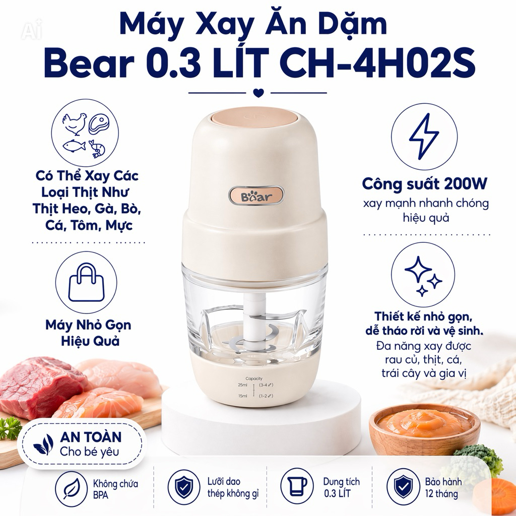 Máy Xay Ăn Dặm Bear 0.3 LÍT CH-4H02S