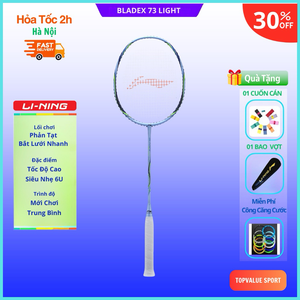 Vợt cầu lông Lining Bladex 73 Light Flower Blue 6U chính hãng, cây vợt sở hữu trọng lượng siêu nhẹ, 