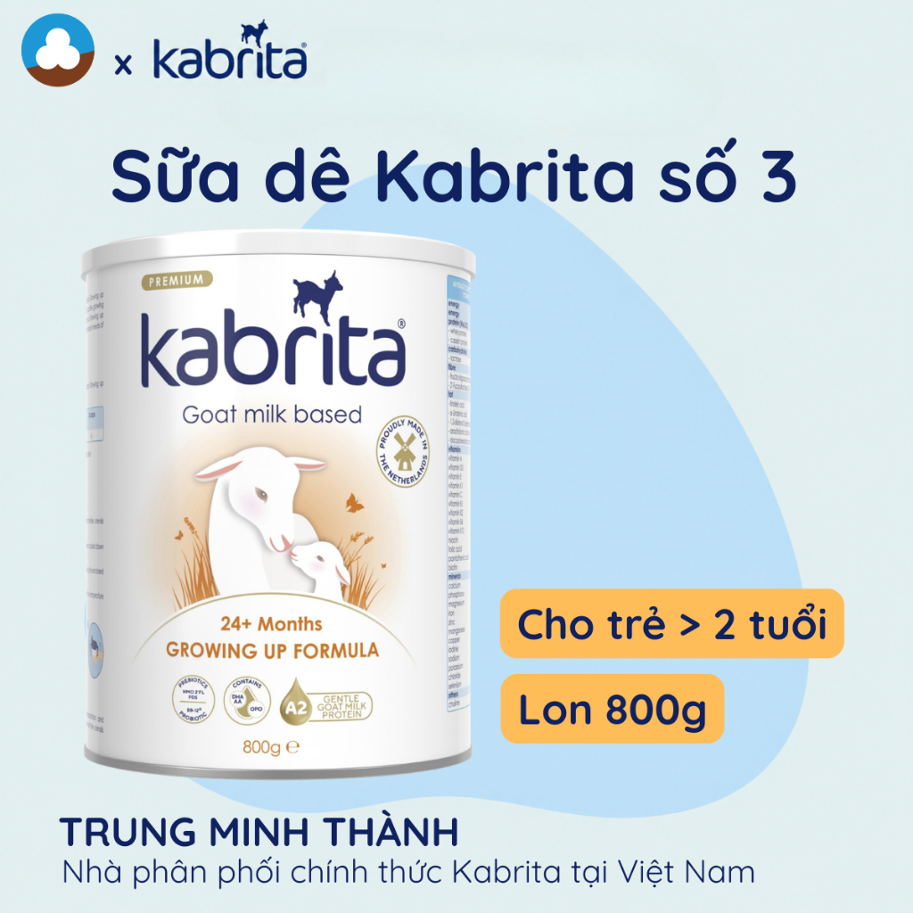 Sữa dê Kabrita số 3 Growing Up 800g cho trẻ trên 2 tuổi, nhập khẩu Hà Lan chính hãng