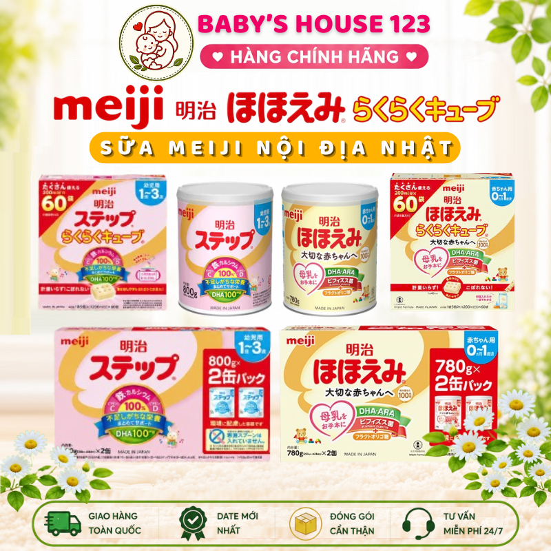 Sữa Meiji 0-1 và Sữa Meiji 1-3 Nội Địa Nhật Bản - Sữa Meiji Thanh/ Lon Nội Địa Nhật Bản