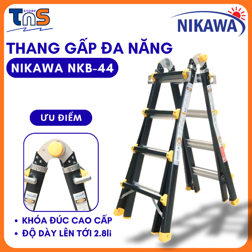 Thang nhôm gấp - trượt đa năng Nikawa NKE-44 / NKB-44 - 4x2 bậc - chữ I từ 246 - 414cm - chữ A từ 12
