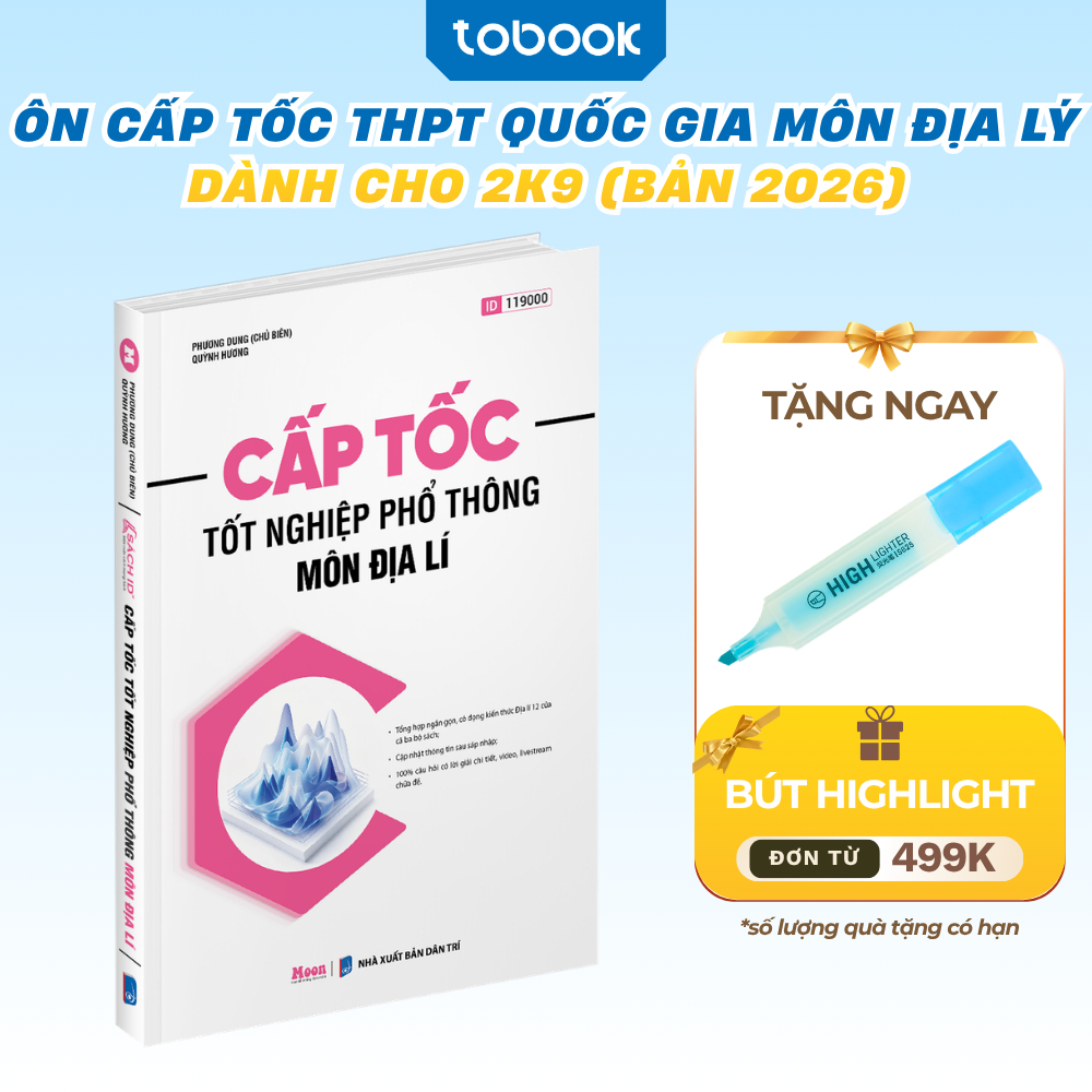 Sách - Ôn Cấp Tốc THPT Quốc Gia Môn Địa Lý 2026 Moonbook Dành Cho Học Sinh Lớp 12