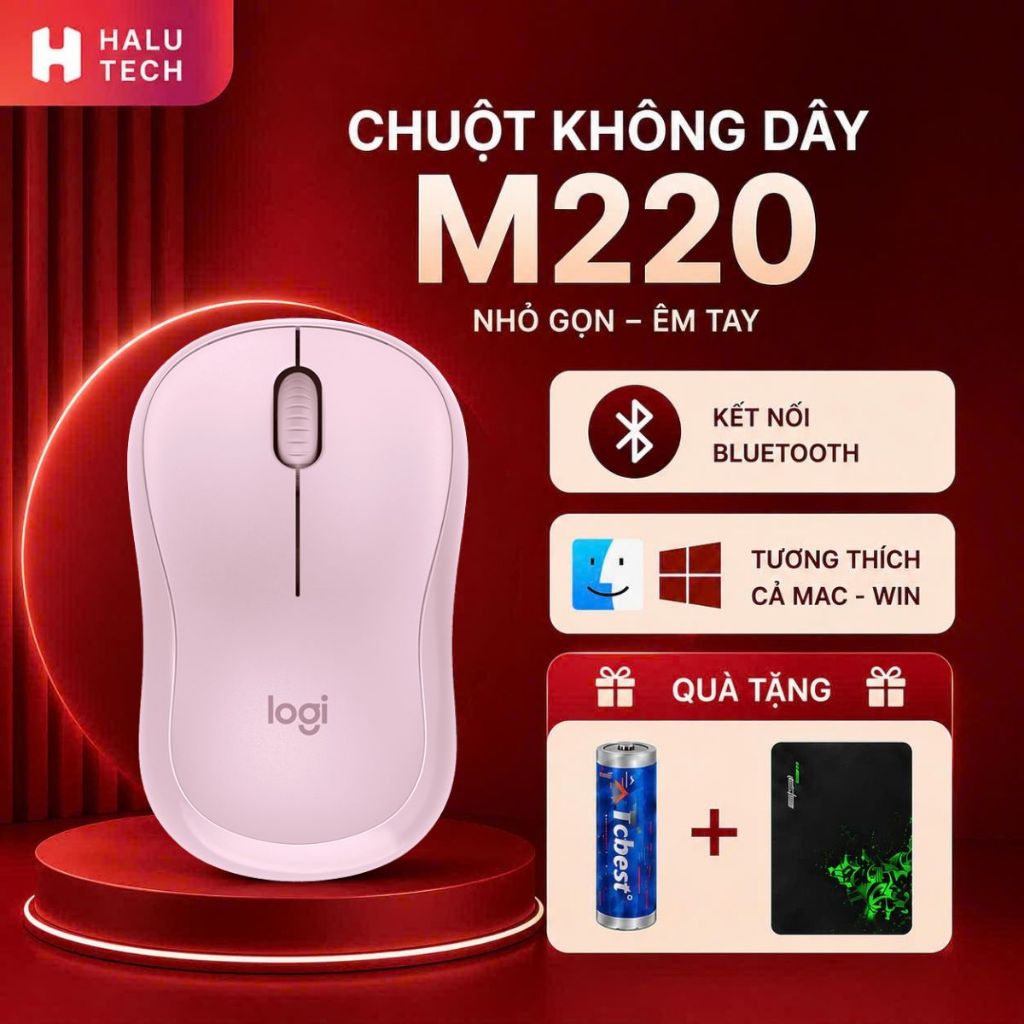 [ Bluetooth + USB 2 Chế Độ ] Chuột Không Dây Logitech M220 Silent Giảm 90% Tiếng Ồn Tặng Lót Chuột V