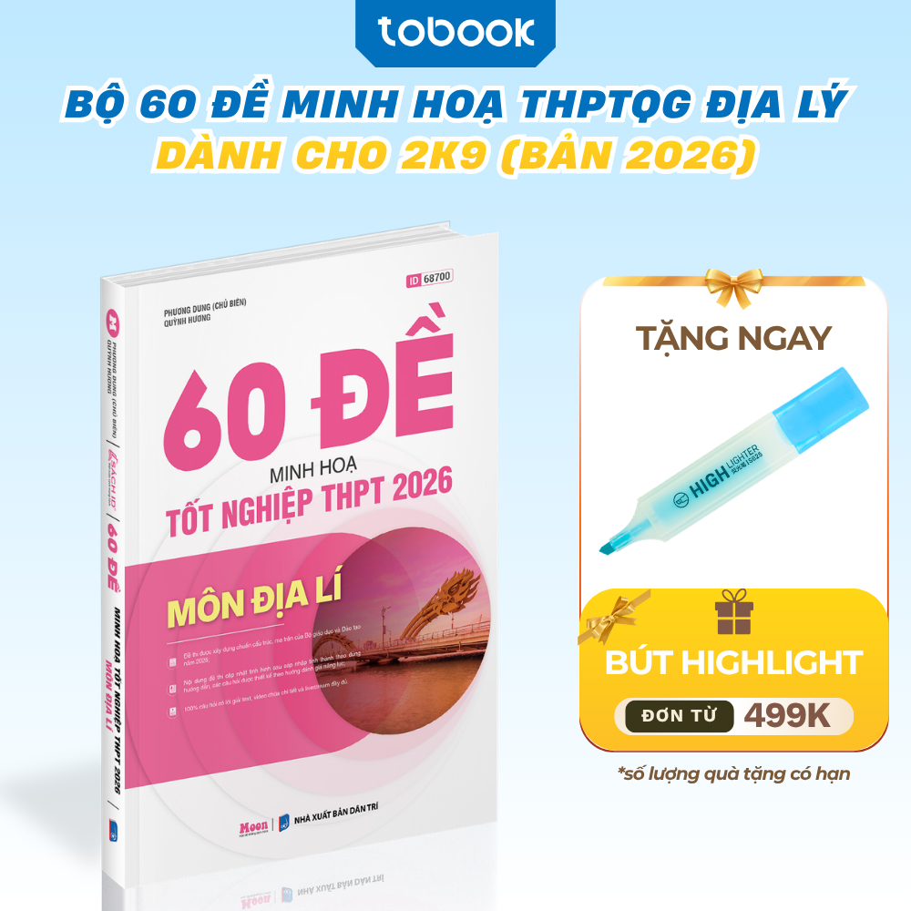 Sách - Bộ Đề Minh Hoạ Môn Địa Lý Ôn Thi THPT 2026 Moonbook Dành Cho Học Sinh Lớp 12