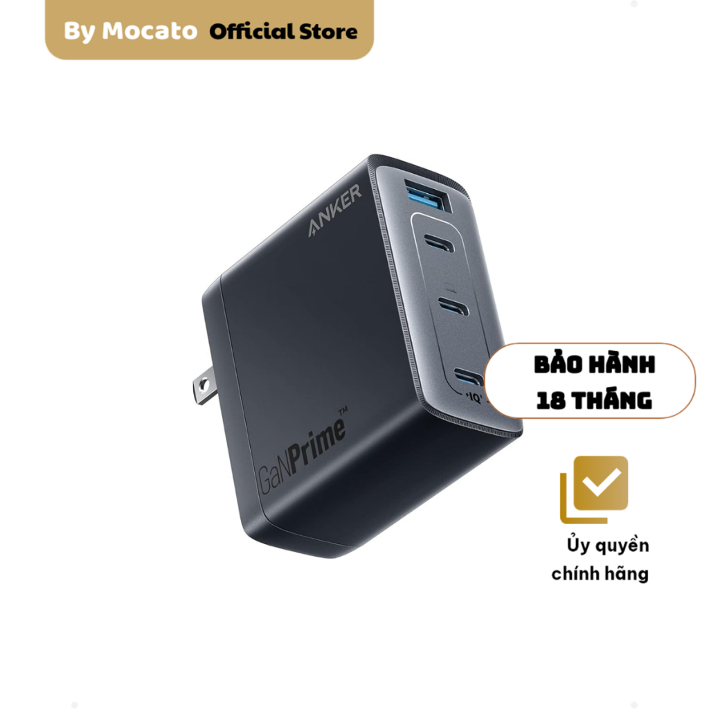 Sạc 4 cổng Anker 747 GaNPrime 150W A2340, cho laptop, BH 18 tháng