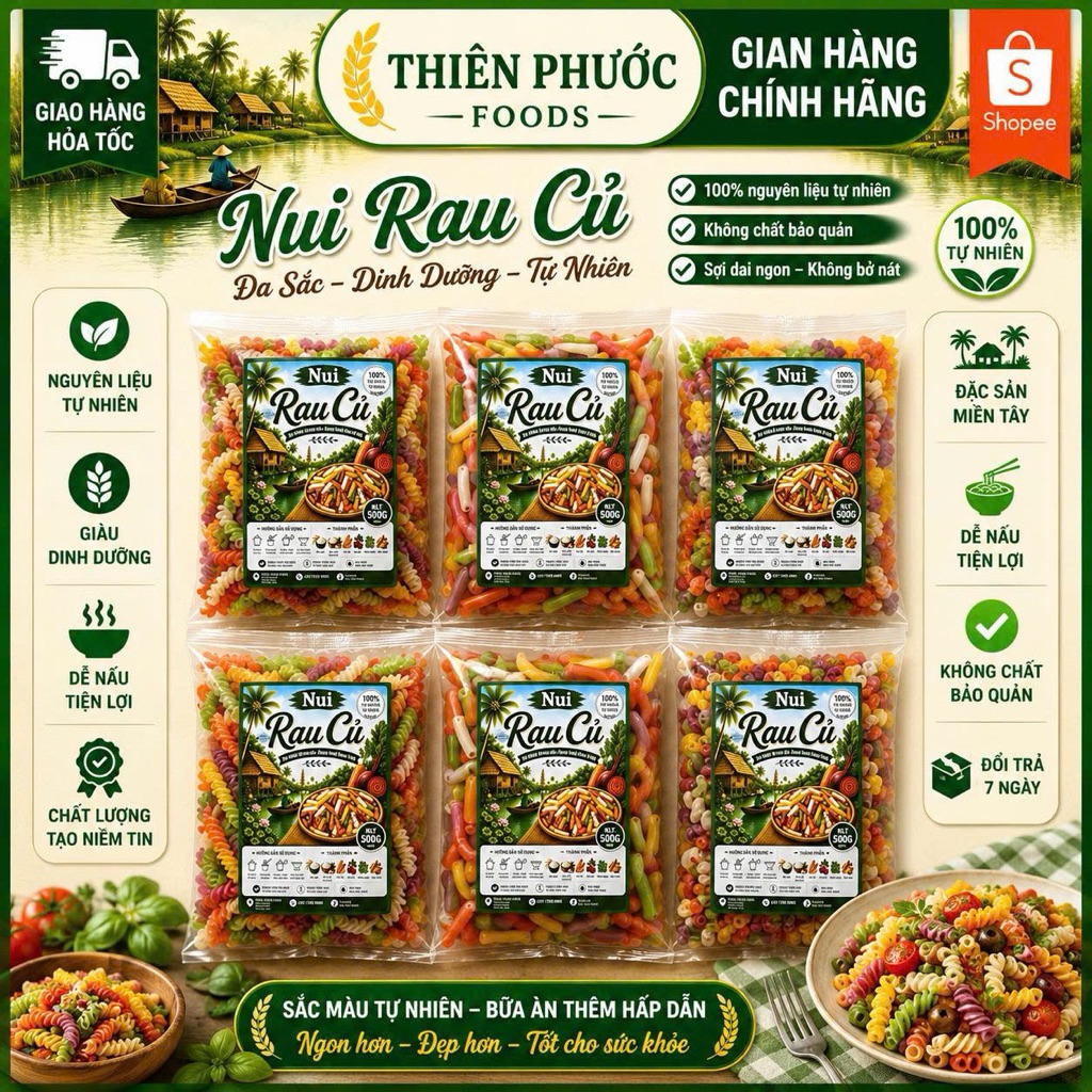 Nui Rau Củ Sa Đéc Combo 3Kg 1Kg Xoắn 1Kg Ống Dài 1Kg Ống Ngắn