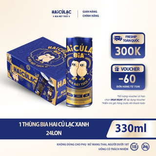 1 THÙNG BIA HAI CỦ LẠC - BIA RẤT TƯƠI [THÙNG  24 X 330ML]