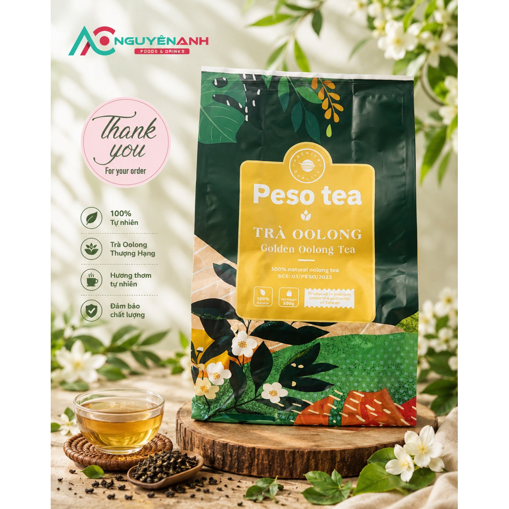 Trà Olong Vàng (Olong Golden Tea) PESO Gói 500g,Trà Thơm Ngon Đậm Vị Cao Cấp