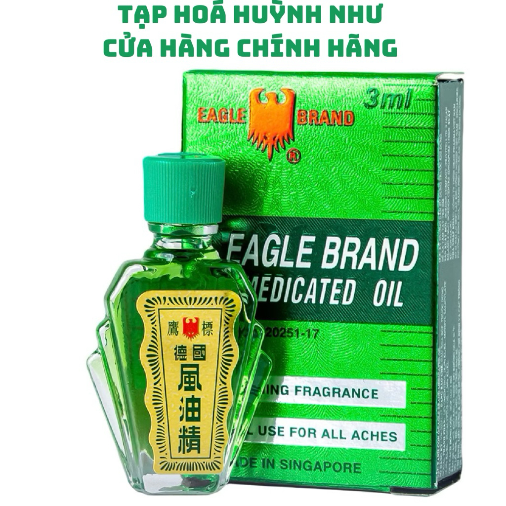 [CHÍNH HÃNG]<hộp 3ml>Dầu gió xanh Con Ó Eagle Brand Medicated Oil
