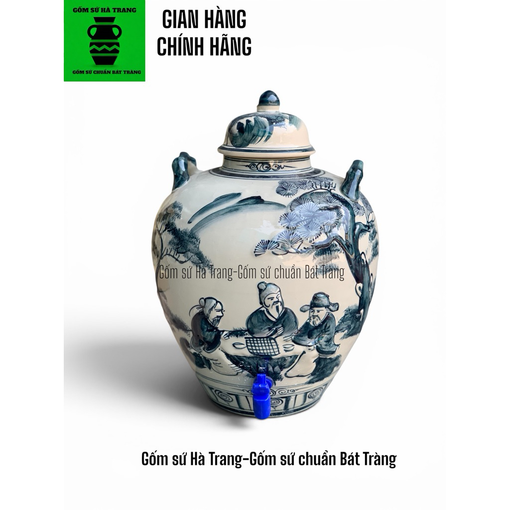 Bình nước gốm sứ Bát Tràng cao cấp 20 lit