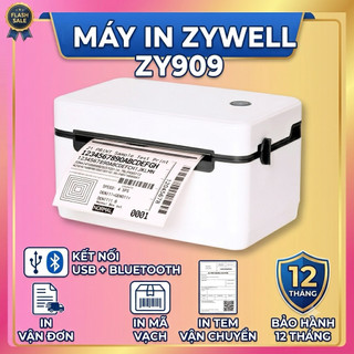 (SALE) Máy In Nhiệt Zywell ZY-909(USB+ BLUETOOH 9250(USB+ LAN) - In Vận Đơn Sàn TMĐT A7,A6 và Tặng kèm Kệ Đỡ Giấy