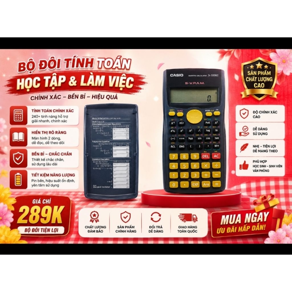 🧮 Máy Tính Casio FX-500MS Cũ Chính Hãng | Hoạt Động 100% | Phím Nhạy | Màn Hình Rõ | Giá Rẻ
