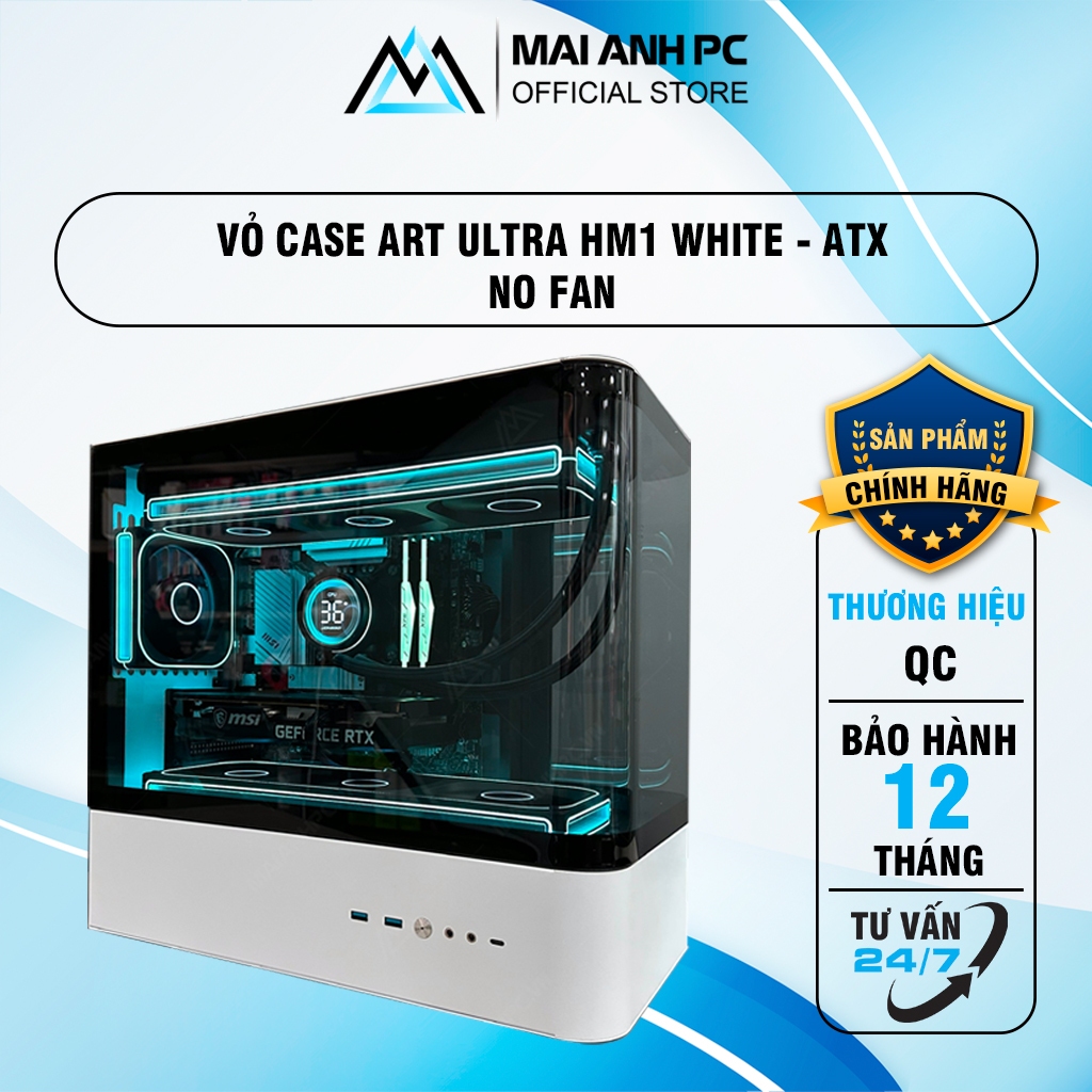 VỎ CASE QC.ART ULTRA HM1 White (ATX) không kèm fan