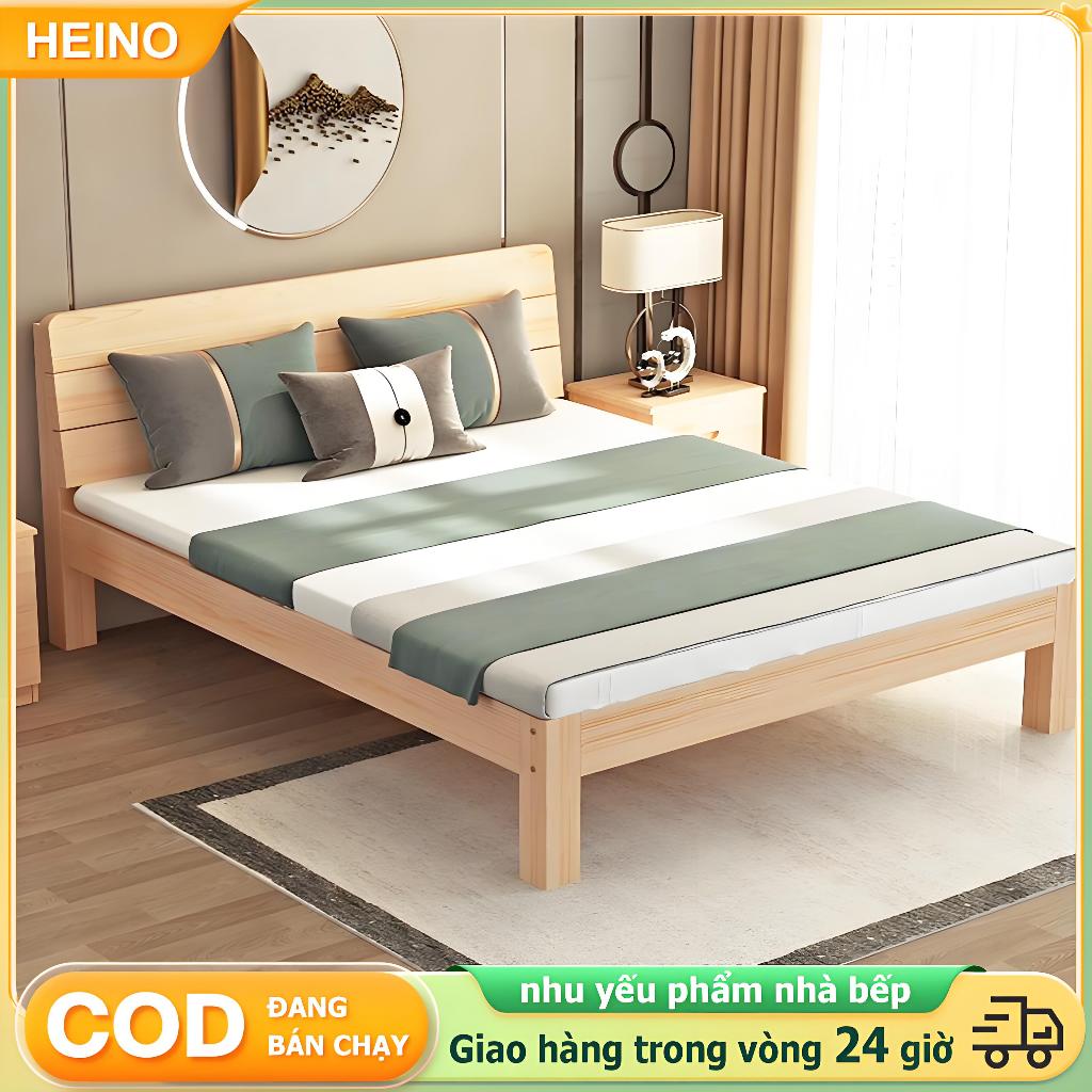 HEINO Giường ngủ gỗ thông tự nhiên bền đẹp nhiều kích thước Giường ngủ gỗ cn MDF Phong Cách Hiện Đại
