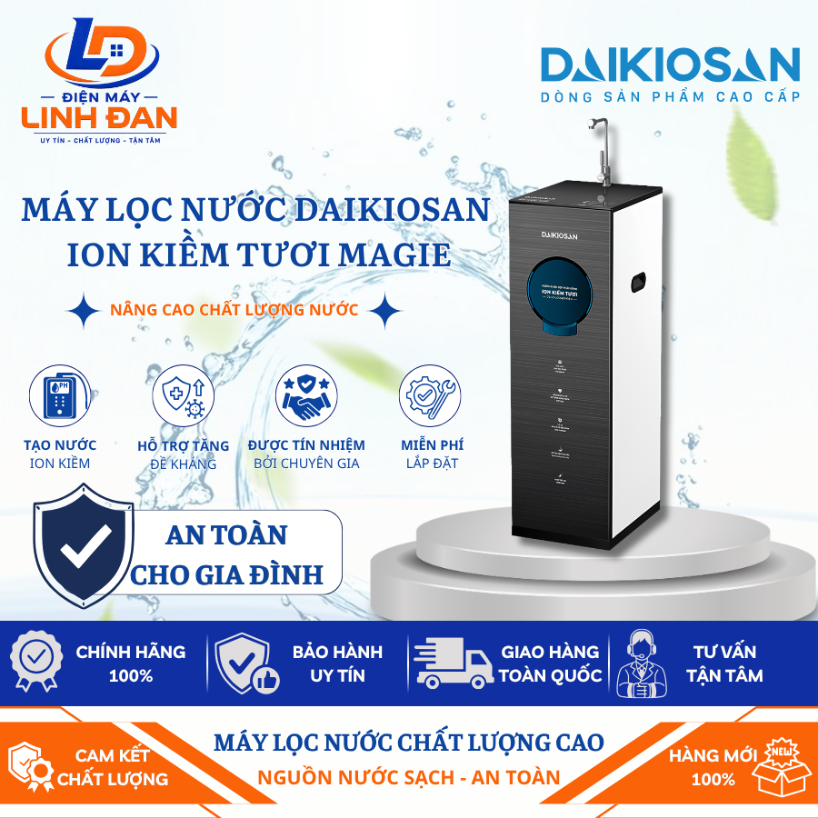 Máy Lọc Nước Ion Kiềm Tươi Magie Daikiosan DN104 DN204 DN304 Giàu Hydrogen Nóng Lạnh - Điện Máy Linh
