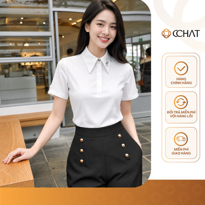 Áo Sơ Mi Nữ 𝐂𝐂𝐇𝐀𝐓 Dáng Suông Helene Ly Chiết Chất Liệu Thô Bamboo Cao Cấp 16FNT9088OT
