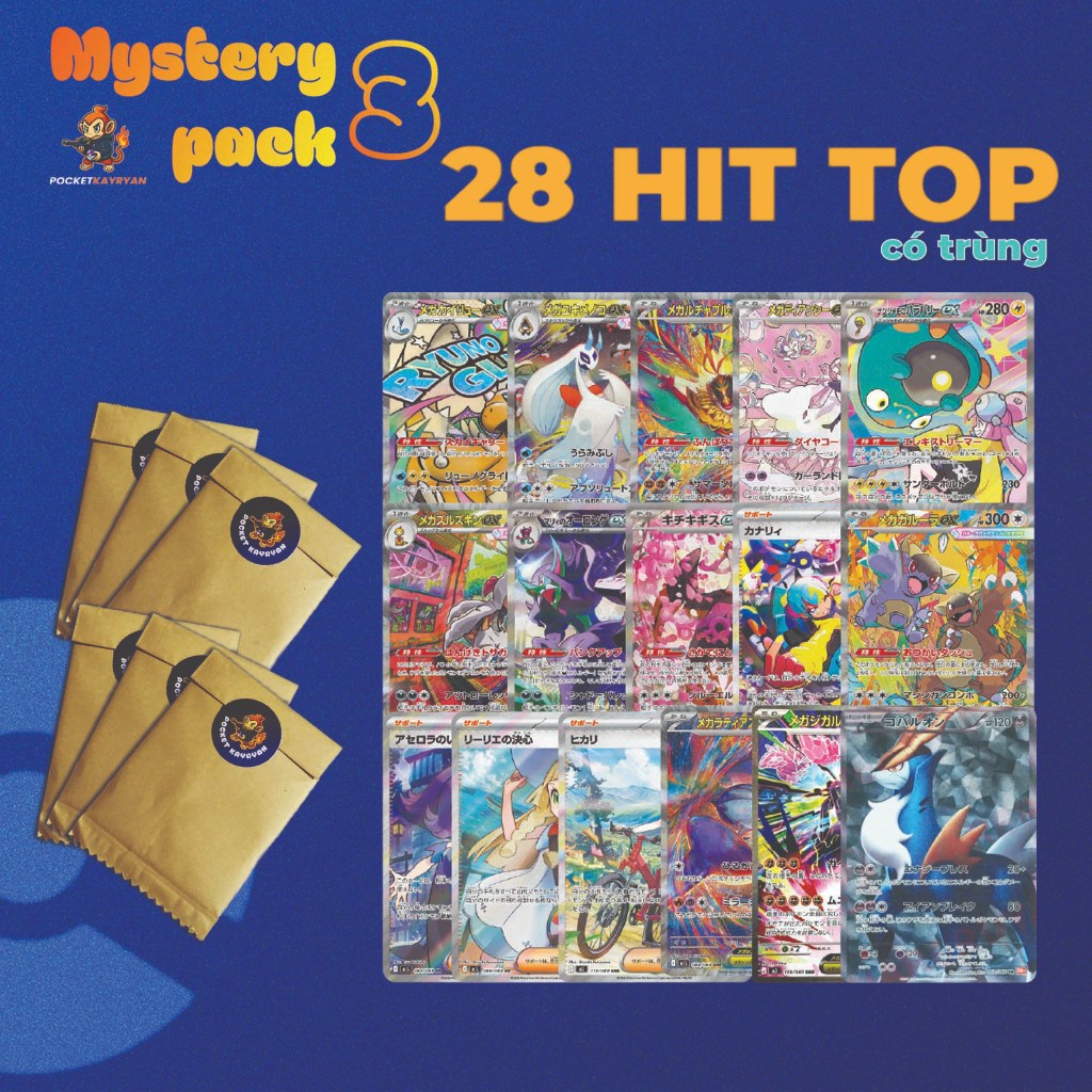 Mystery Pack 3 Thẻ bài [ Pokémon TCG] gói quà ngẫu nhiên - Pokemon chính hãng