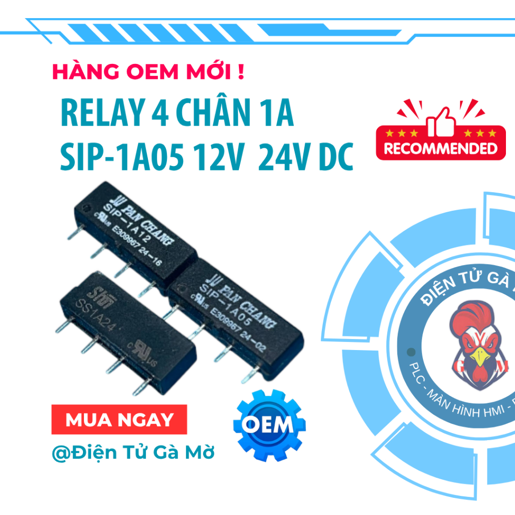 [1 CON] Relay 4 Chân Dẹp Nhỏ, SIP-1A05 SIP-1A12 SIP-1A24 SS1A24 5V 12V 24V, Hàng OEM Mới