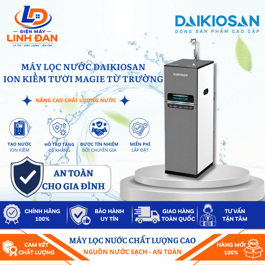 Máy Lọc Nước Daikiosan DN169 DN269 DN369 ION Kiềm Tươi Magie Từ Trường Giàu Hydrogen - Điện Máy Linh