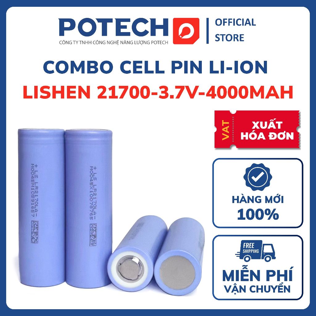 COMBO | Cell pin Lishen LR2170LA 21700 4000mAh 3.7V dòng xả 9C 45A - Hàng mới chính hãng